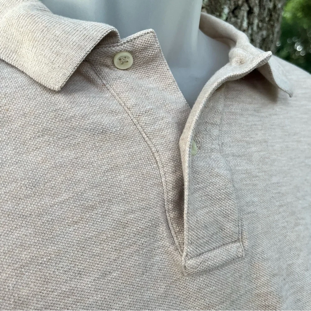 RALPH LAUREN TAN OATMEAL GRAY HORSE LOGO MENS SHORT SLEEVE POLO SHIRT COLLARED